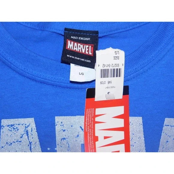 Mens Marvel Superheros Shirt Blue Large - Picture 2 of 3